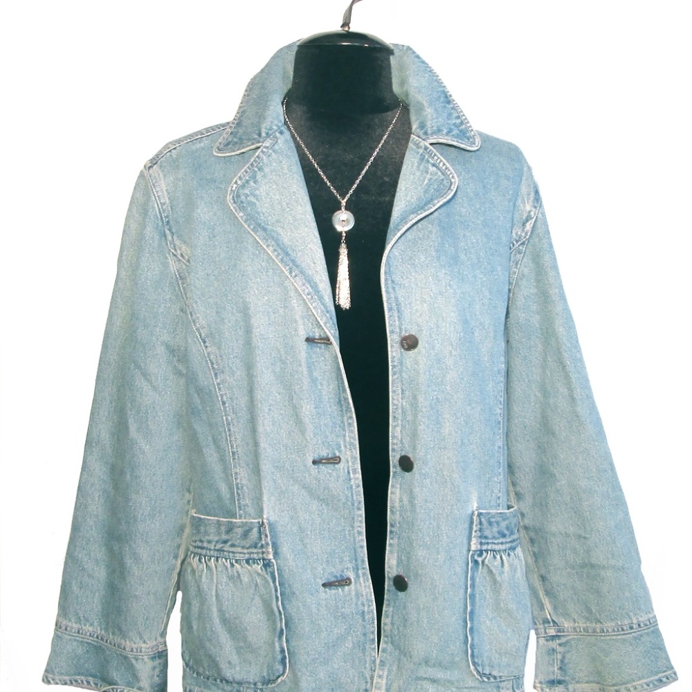 J Jill Stretch Denim Jacket ~ Light Wash ~ Size M - Picture 2 of 5